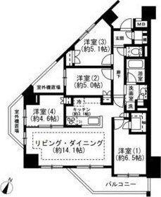 サンクタス与野サウスレジデンス(4LDK/11階)の間取り写真