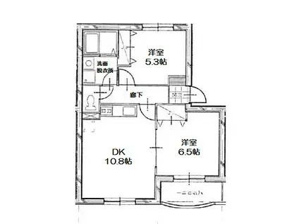 ホワイトヒルズ藤田(2DK/1階)の間取り写真