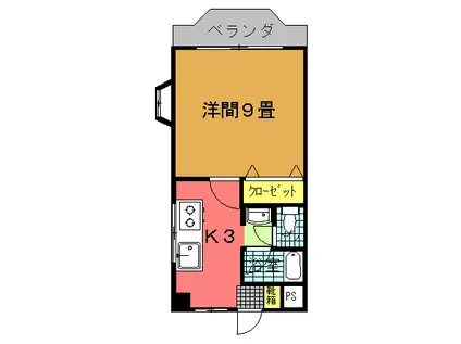 メルベーユ志真志(1K/4階)の間取り写真