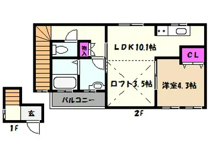 芦屋精道ARS(1LDK/2階)の間取り写真