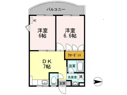 グランディール小泉(2DK/1階)の間取り写真