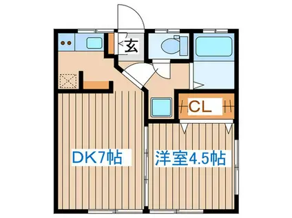 ゆり荘(1DK/1階)の間取り写真