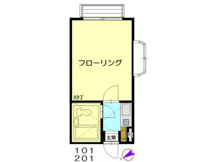 プラザ・ドゥ・ユニ(1K/2階)の間取り写真