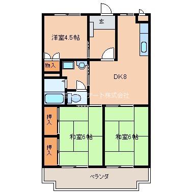 WEC久留米(3DK/1階)の間取り写真