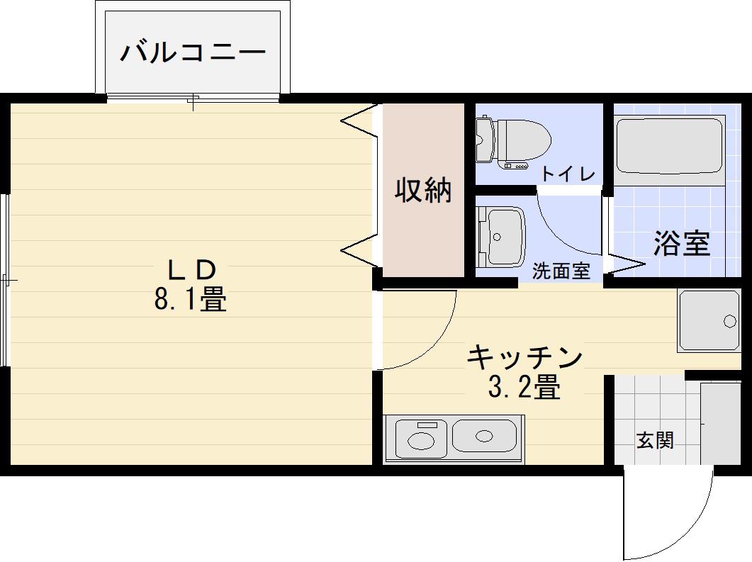 スマイル22(1K/2階)の間取り写真