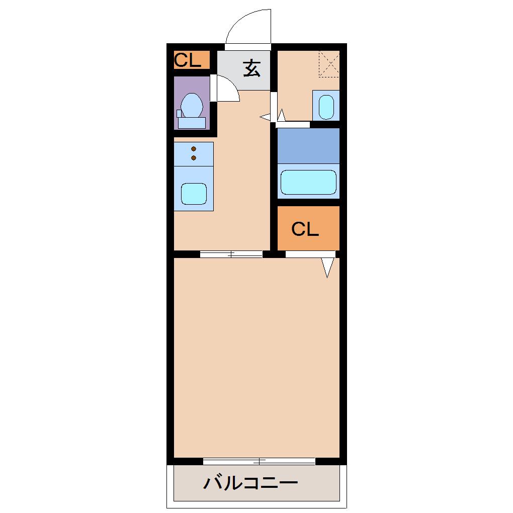 瀬戸口マンションIII(1K/3階)の間取り写真