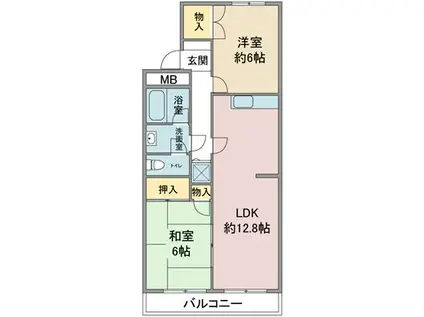 プレジオセブンA棟(2LDK/2階)の間取り写真
