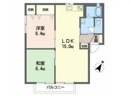 高知県高知市 2階建 築25年(2LDK/2階)の間取り写真