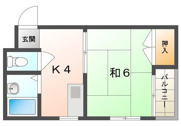 浜町ニューハイツ(1K/4階)の間取り写真