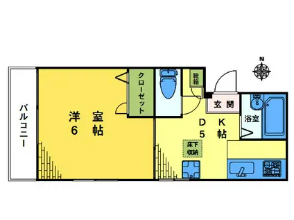 クレスト(1DK/1階)の間取り写真