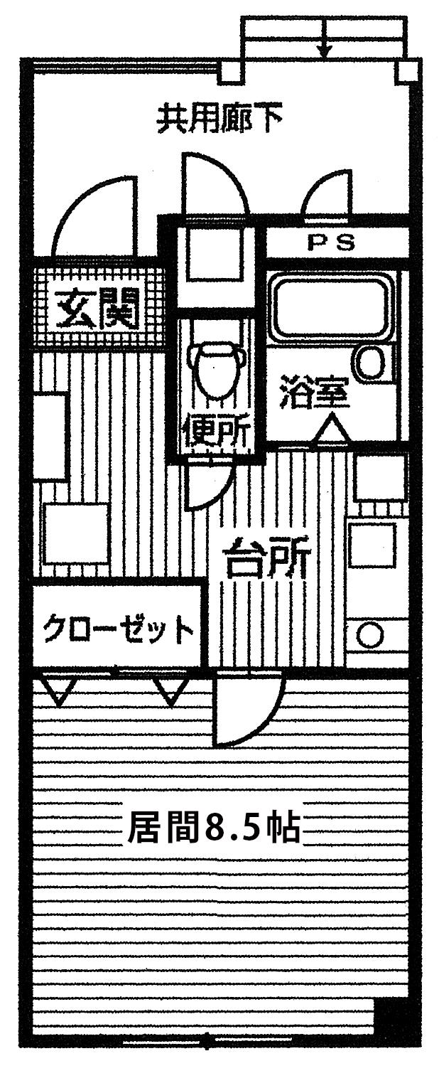 光ハイツ若里(1K/3階)の間取り写真
