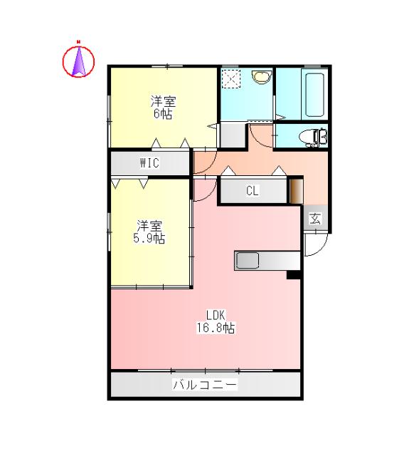 MAS2013A(2LDK/2階)の間取り写真