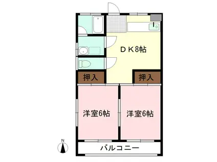 上野屋コーポ(2LDK/2階)の間取り写真