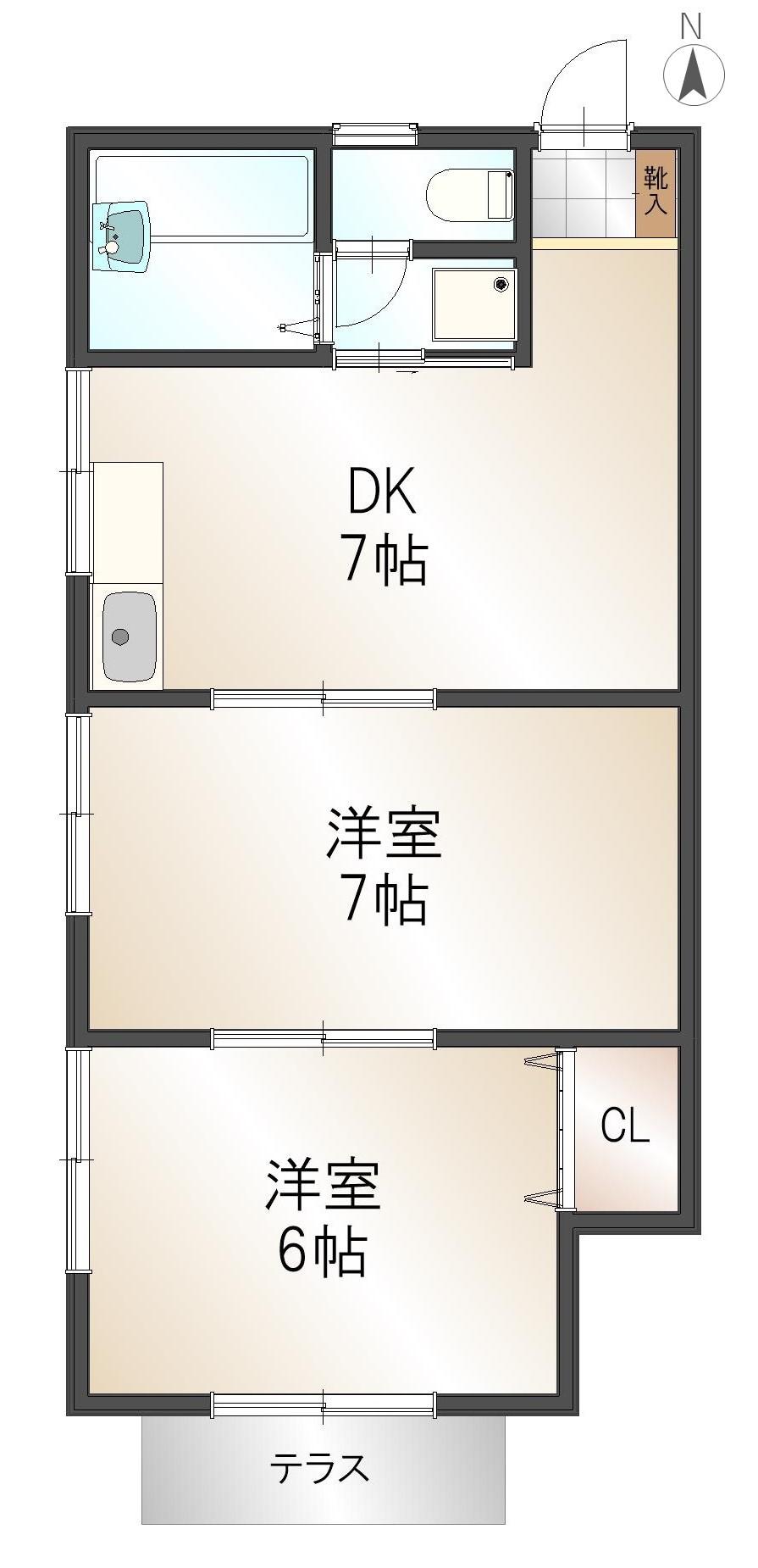 森田ハイツ(2DK/1階)の間取り写真