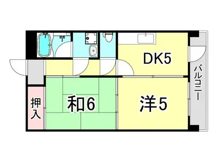 サンコーポユウIII(2DK/6階)の間取り写真