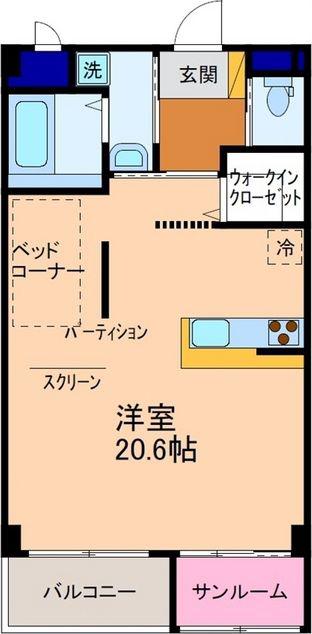 ロイヤルガーデン(ワンルーム/2階)の間取り写真
