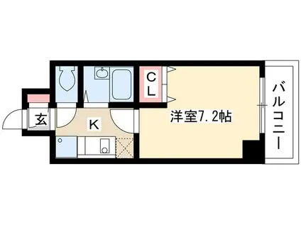 KIIOKASAN B.二番館(1K/3階)の間取り写真