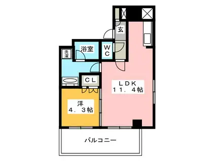 エスティメゾン四谷坂町(1LDK/2階)の間取り写真