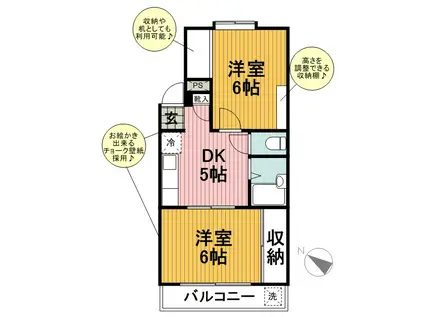 山崎ハイツ斉藤分町(2DK/2階)の間取り写真