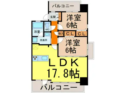 CHAYAGASAKA RISE(2LDK/4階)の間取り写真