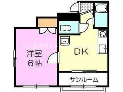 平山マンション(1DK/1階)の間取り写真