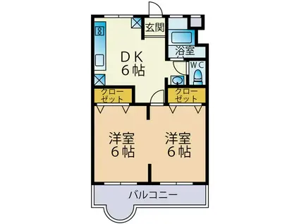 サニング本町(2DK/4階)の間取り写真