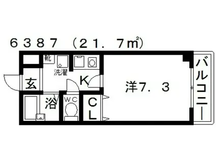 オーシャン藤ヶ丘(1K/3階)の間取り写真