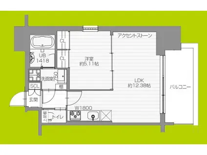 プレジオ阿波座(1LDK/14階)の間取り写真