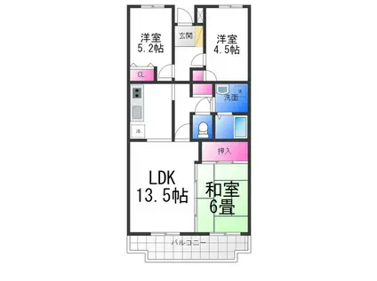 ドミール浜寺(3LDK/1階)の間取り写真