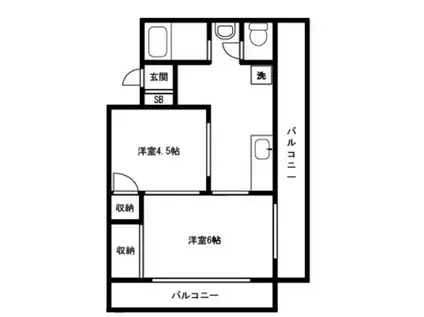 コーポ塚田 4階(2K/4階)の間取り写真