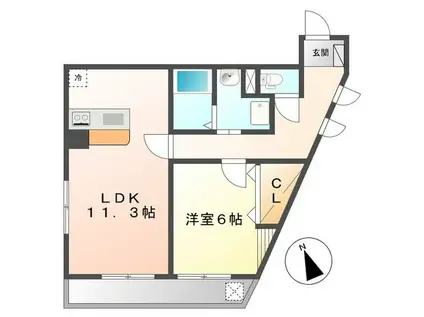 フローレンス東寺尾(1LDK/4階)の間取り写真