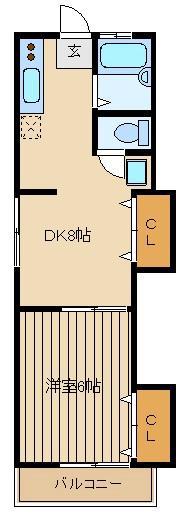 アジュール(1LDK/2階)の間取り写真