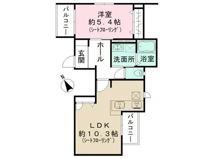 豪徳寺1丁目計画(1LDK/1階)の間取り写真
