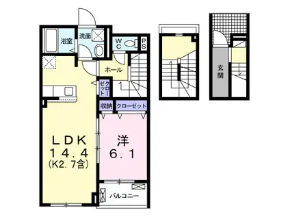 シュトラール(1LDK/3階)の間取り写真