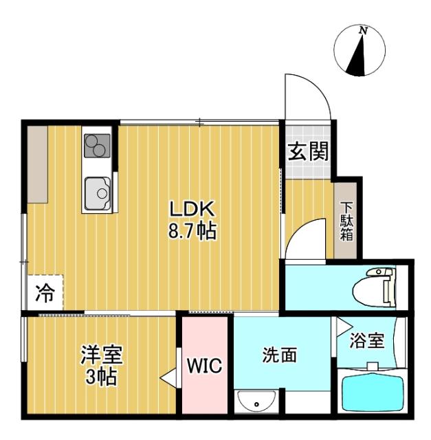 BASE稲荷元町II(1LDK/1階)の間取り写真