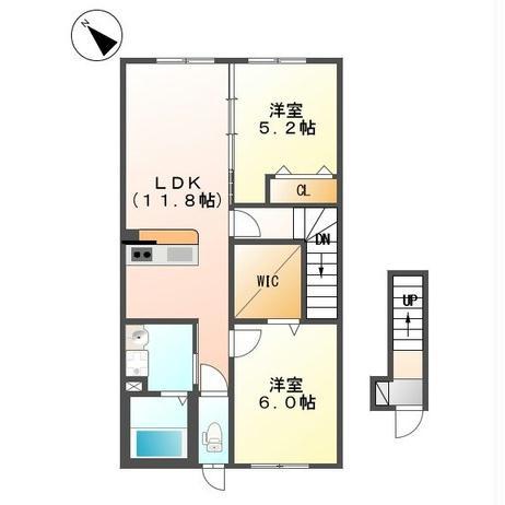 CRECIA(2LDK/2階)の間取り写真