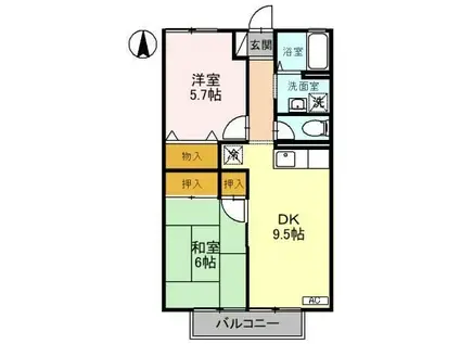 グレイス箕島(2DK/2階)の間取り写真