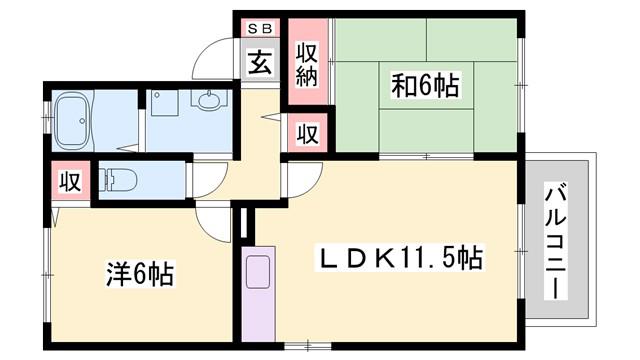 アンシャンテ(2LDK/2階)の間取り写真