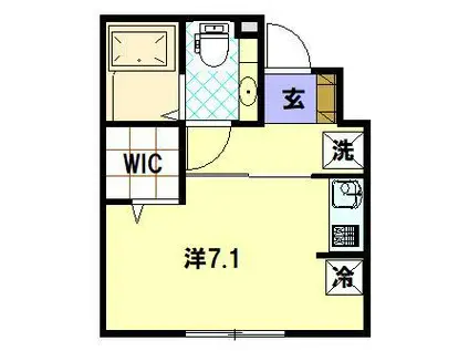 ハイネス梁川(ワンルーム/1階)の間取り写真