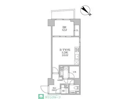 ルネサンスコート京成曳舟(1LDK/9階)の間取り写真