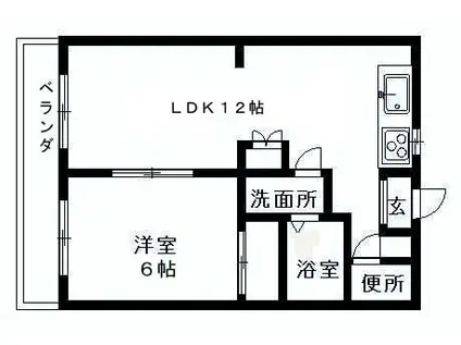 ローズハイツ(1LDK/2階)の間取り写真