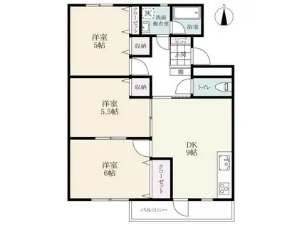 ハイアート弐番館(3DK/4階)の間取り写真