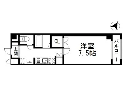 ララソル芦屋(ワンルーム/3階)の間取り写真