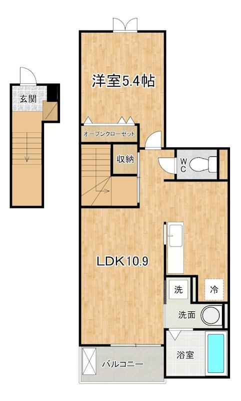 エスカーザ(1LDK/2階)の間取り写真
