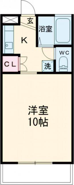 サントラストA(1K/2階)の間取り写真