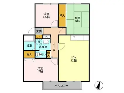 サンビレッジ・プルミエ(3LDK/1階)の間取り写真