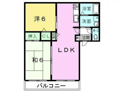 プランドール(2LDK/1階)の間取り写真