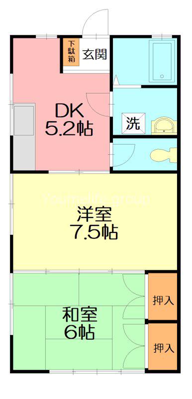 クリーンヒルス(2DK/1階)の間取り写真