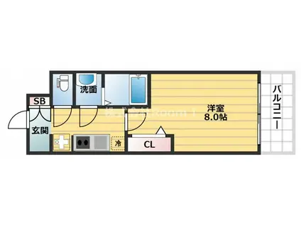 プレサンス心斎橋ソレイユ(1K/15階)の間取り写真