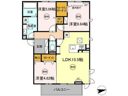 セントラルヴィラII(3LDK/3階)の間取り写真